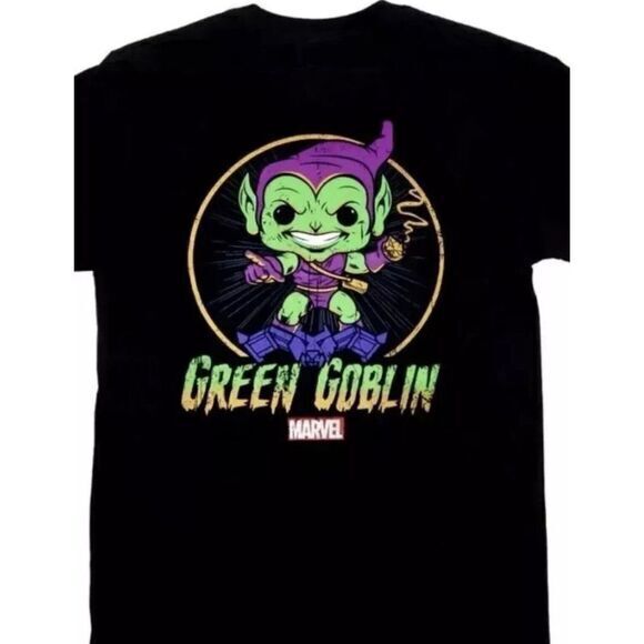 Xl Funko Pop! Tee Green Goblin Marvel Graphic T-Shirt Spider-Man Villain (Black)